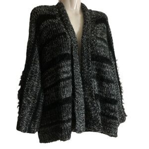 Billabong Designers Closet cardigan S/P sweater open front gray black marled‎